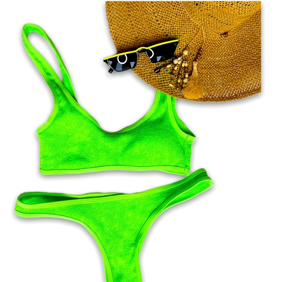 Kendal and Kylie Trendy Green Bathing Suit Set - Picture 1 of 6